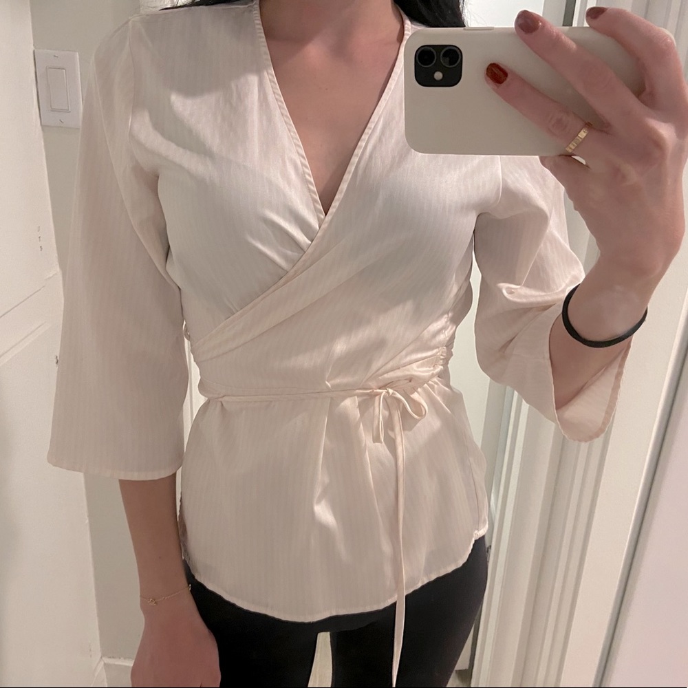 Striped light pink and white top